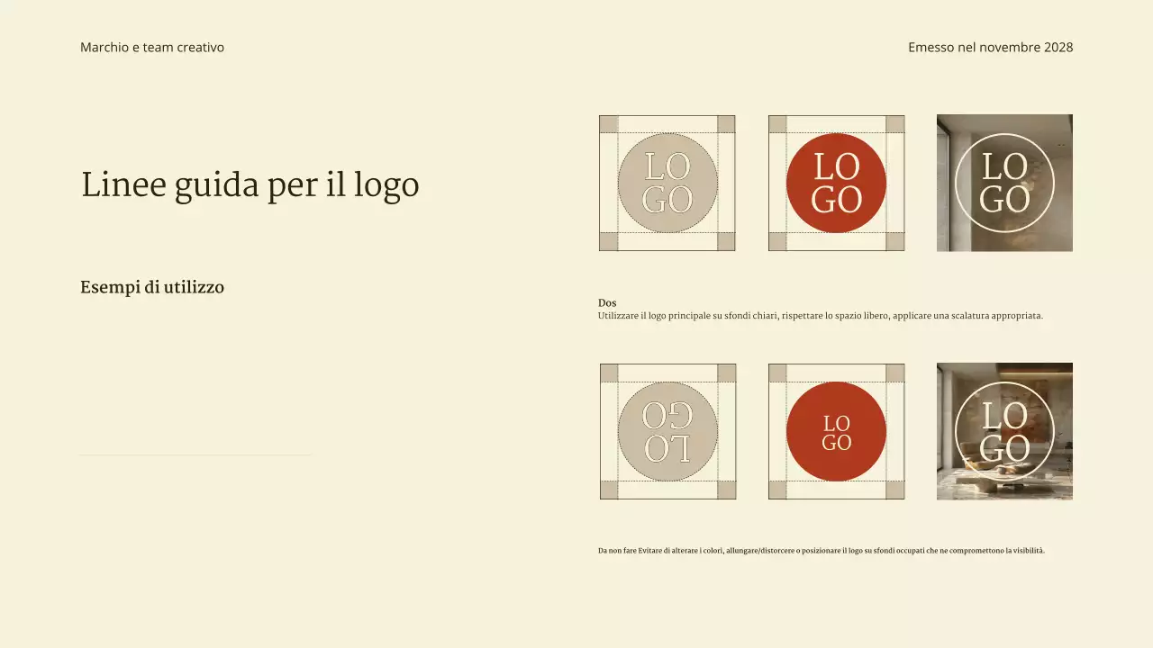 linea guida del marchio beige