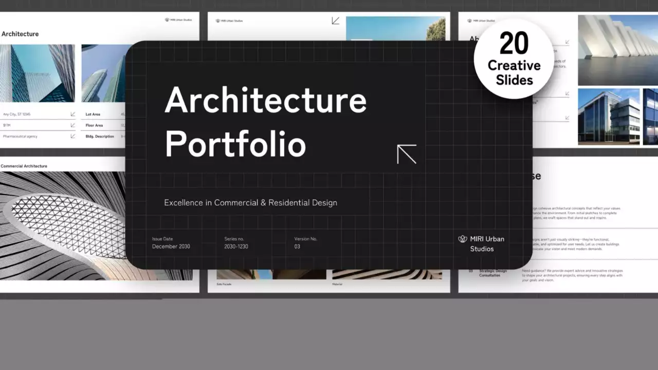 Portfolio de arquitetura moderna a preto e branco