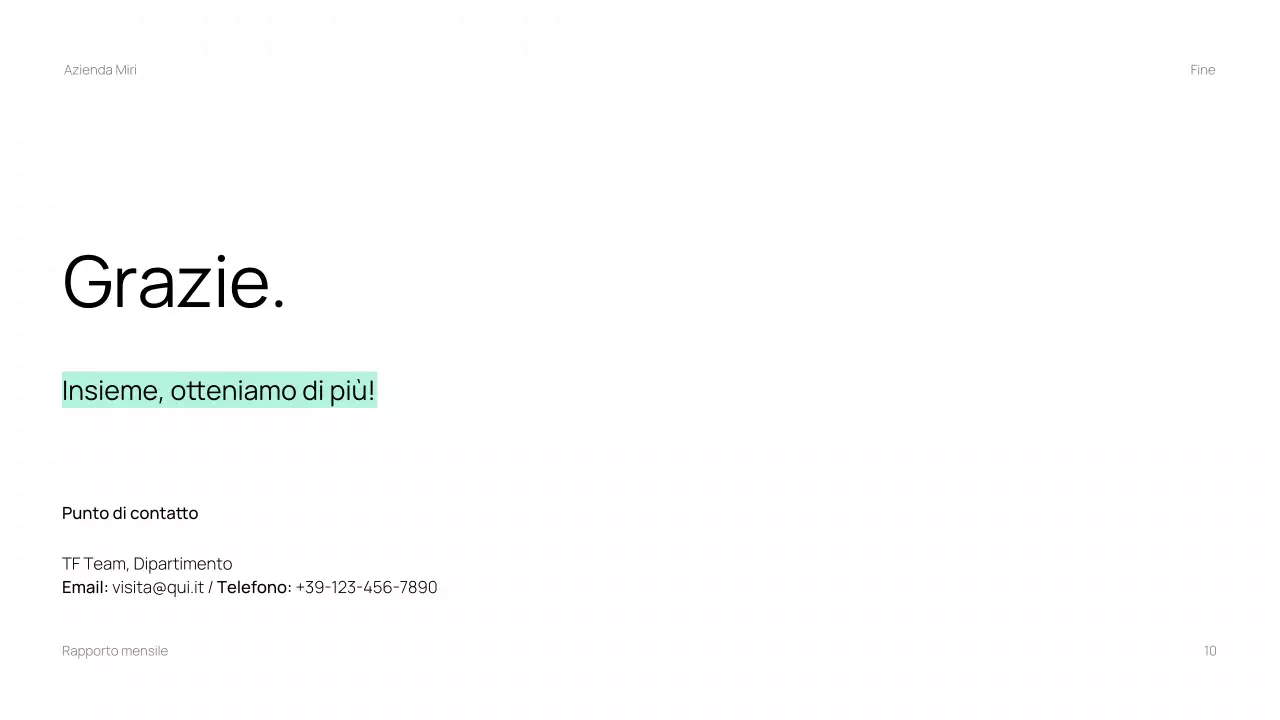 Presentazione del rapporto di revisione mensile di Trendy Business