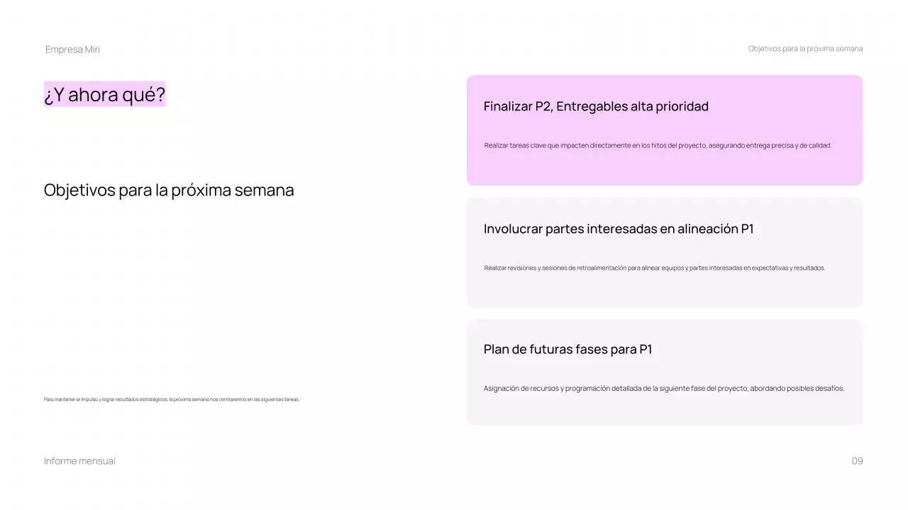 Presentación del informe mensual de Trendy Business