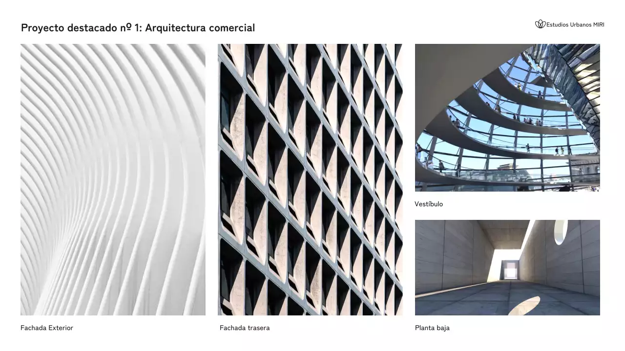 Cartera de arquitectura moderna en blanco y negro