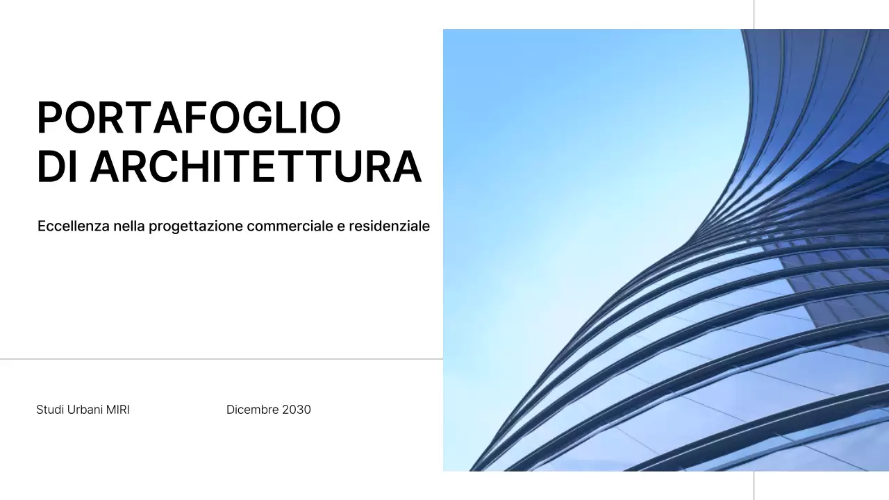 Presentazione di un portfolio di architettura minimalista