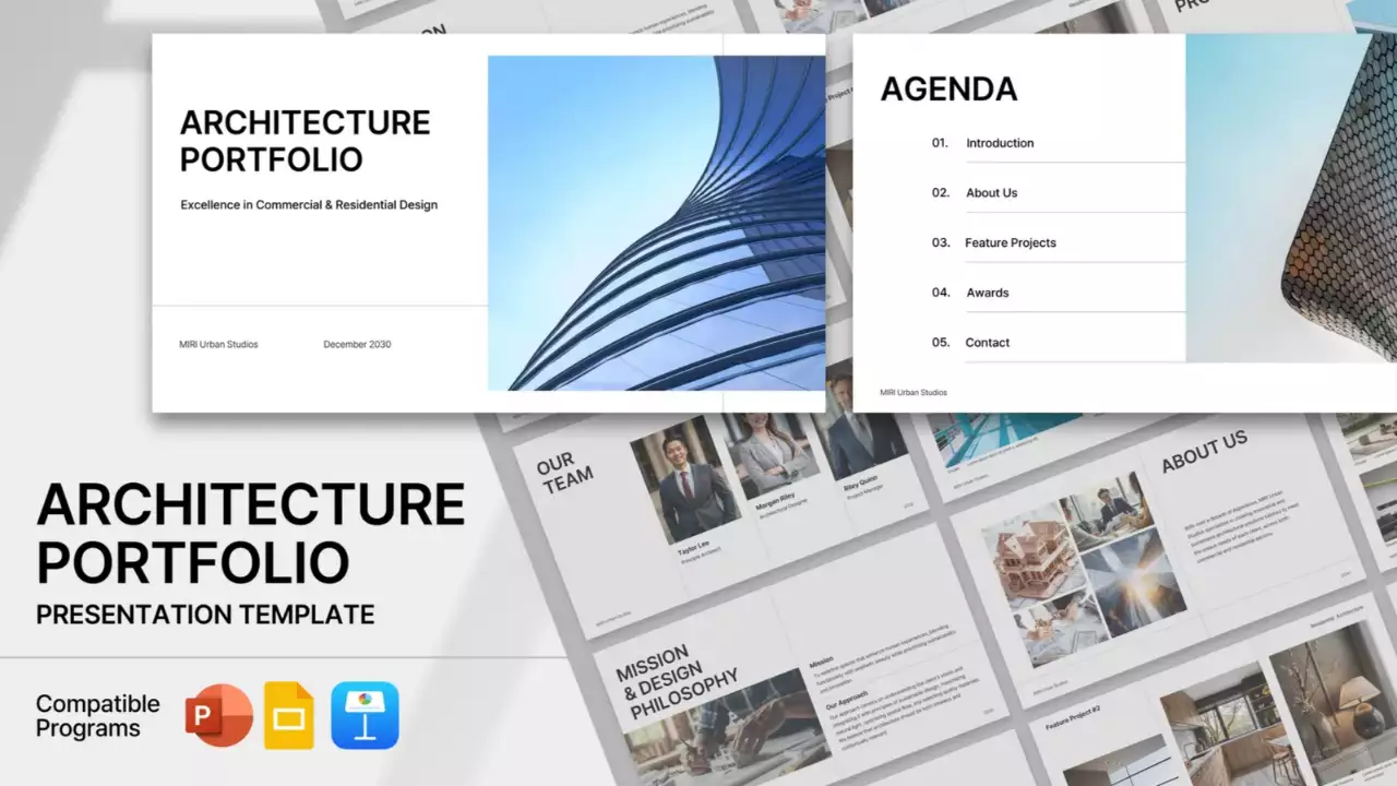 Apresentação de portefólio de arquitetura minimalista
