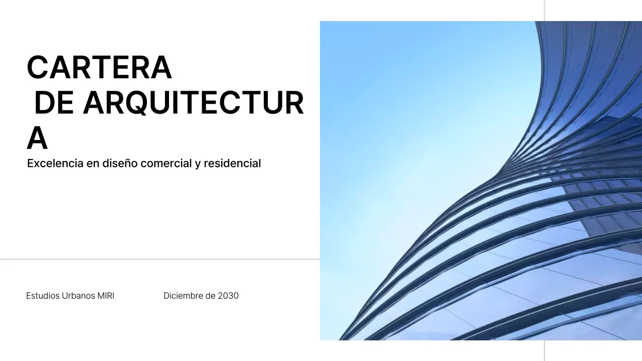 Presentación de una cartera de arquitectura minimalista