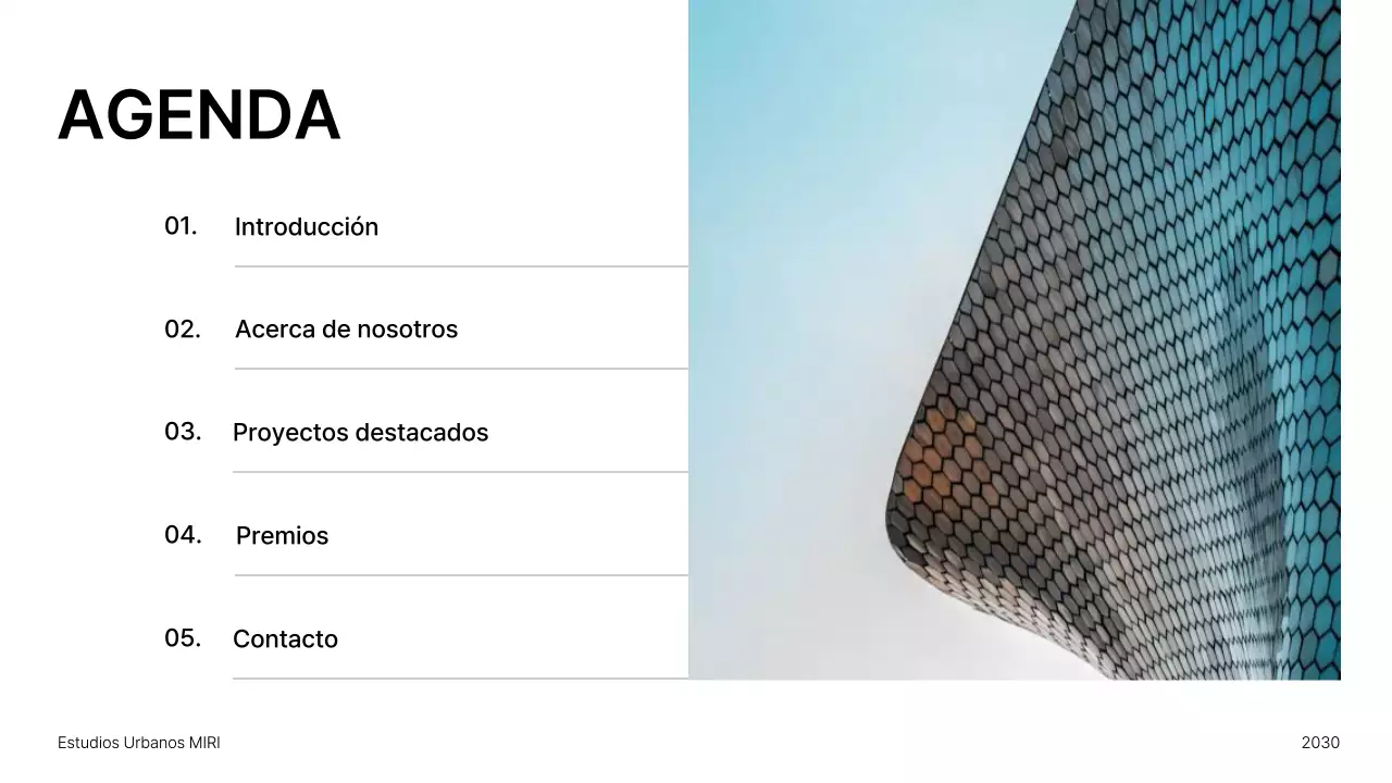 Presentación de una cartera de arquitectura minimalista