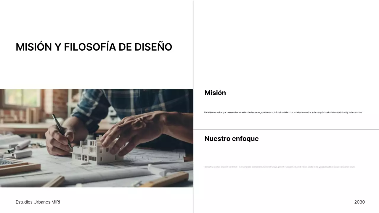 Presentación de una cartera de arquitectura minimalista