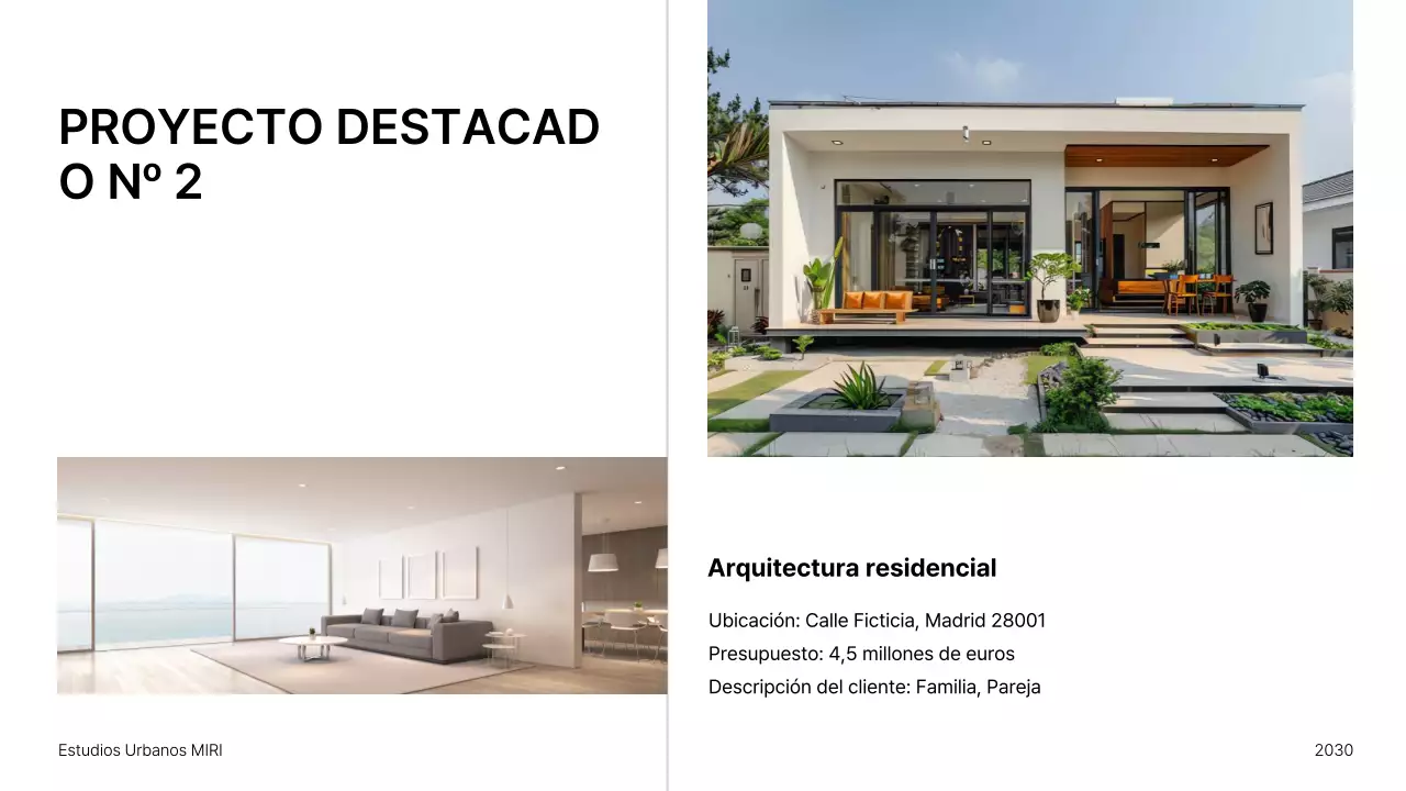 Presentación de una cartera de arquitectura minimalista