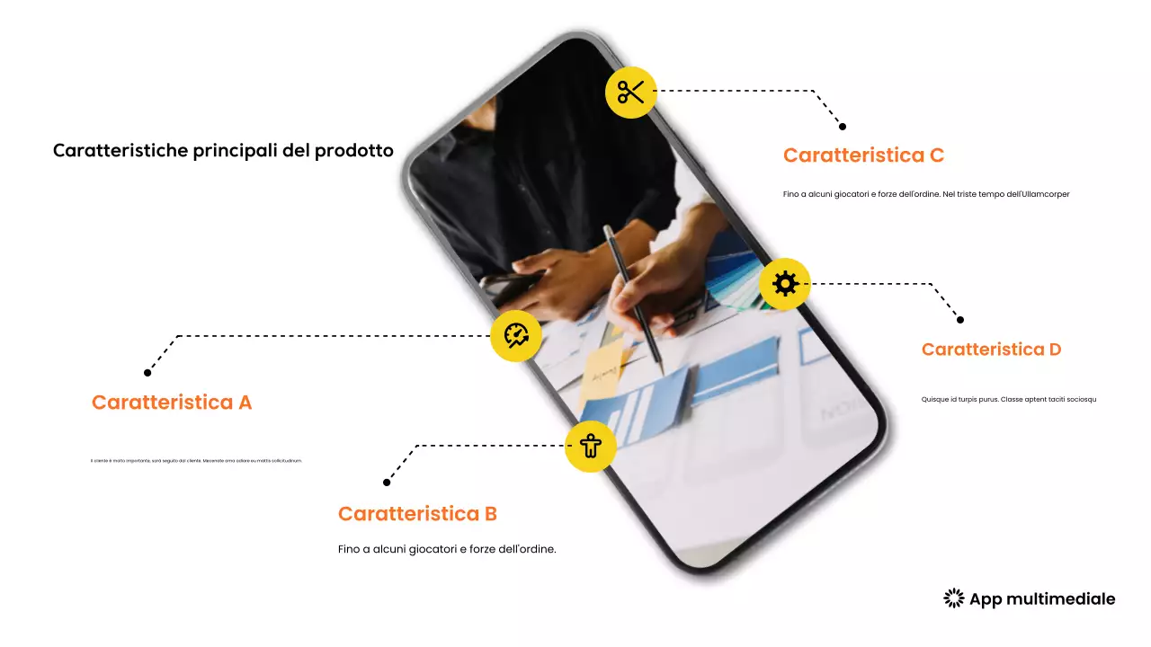 promozione di un'applicazione mobile gialla e moderna