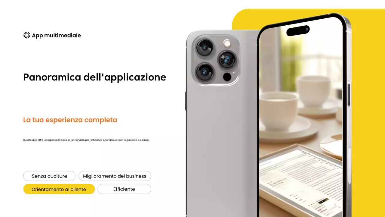 promozione di un'applicazione mobile gialla e moderna