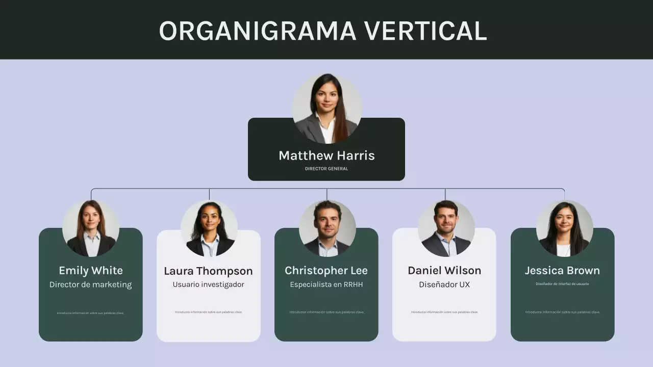 diseño empresarial básico de organización vertical en color púrpura