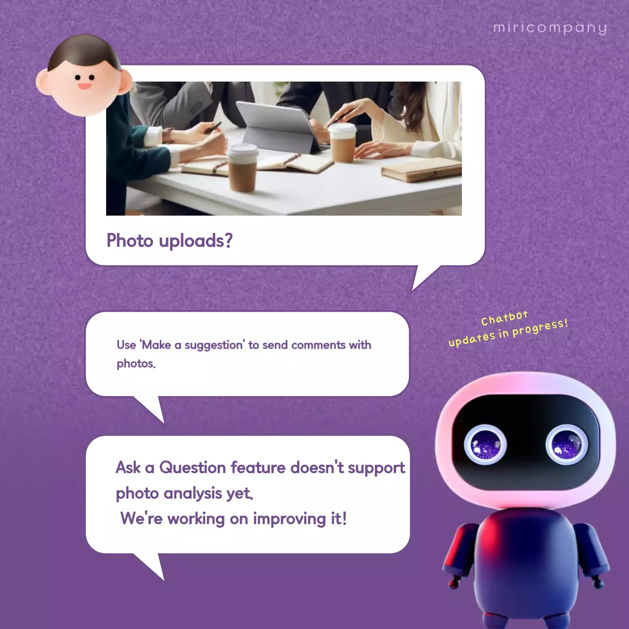 Carrossel de promoção de chatbot moderno roxo no Instagram