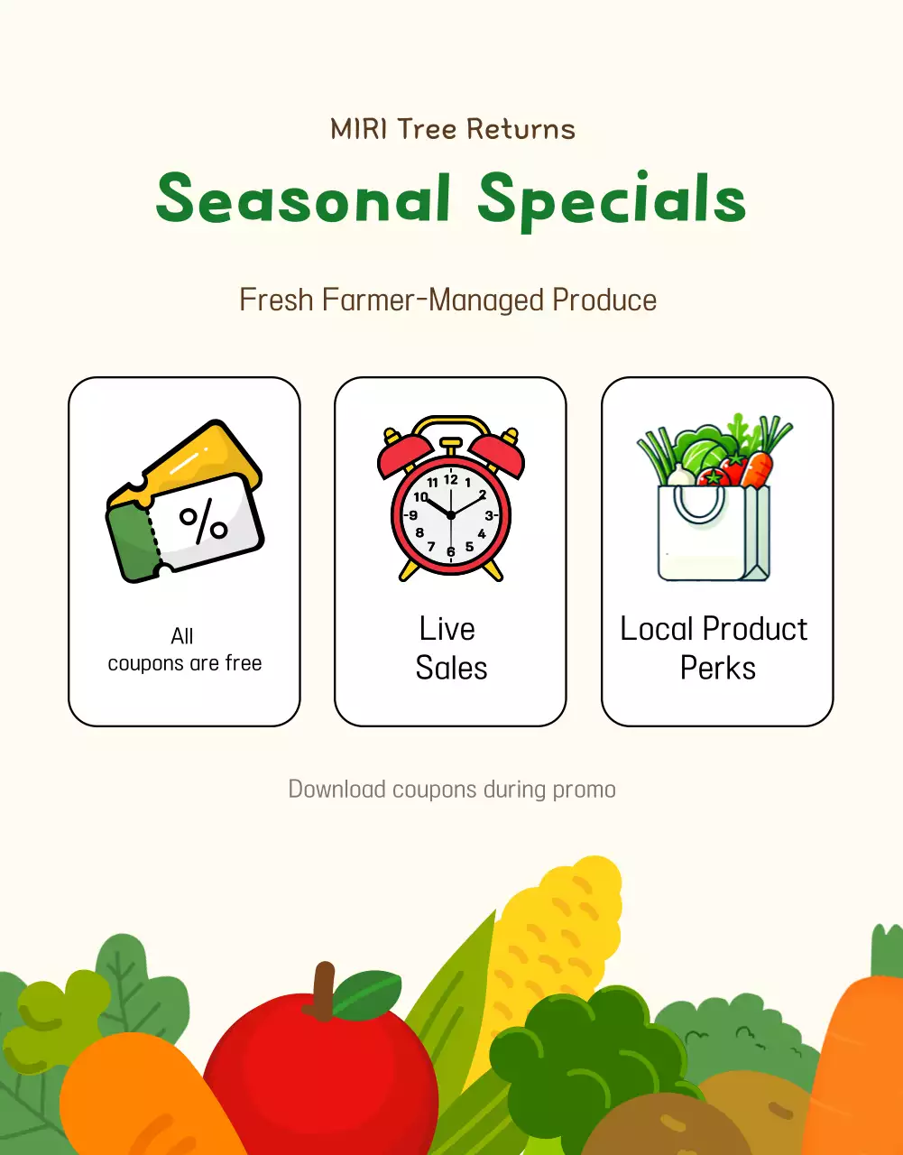 Cartaz de promoção de produtos rústicos verdes