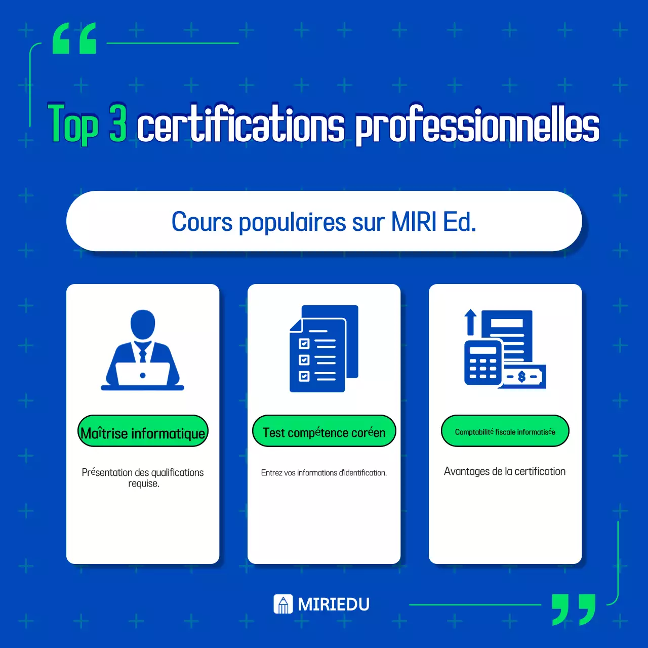 Annonces "Blue Trending" sur l'éducation en milieu de travail