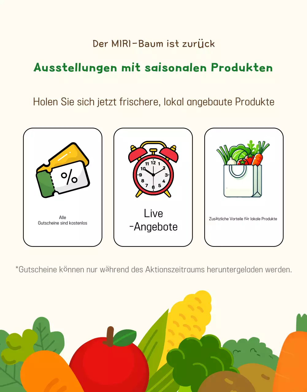 Beige Einfacher Verkauf von Obst und Gemüse