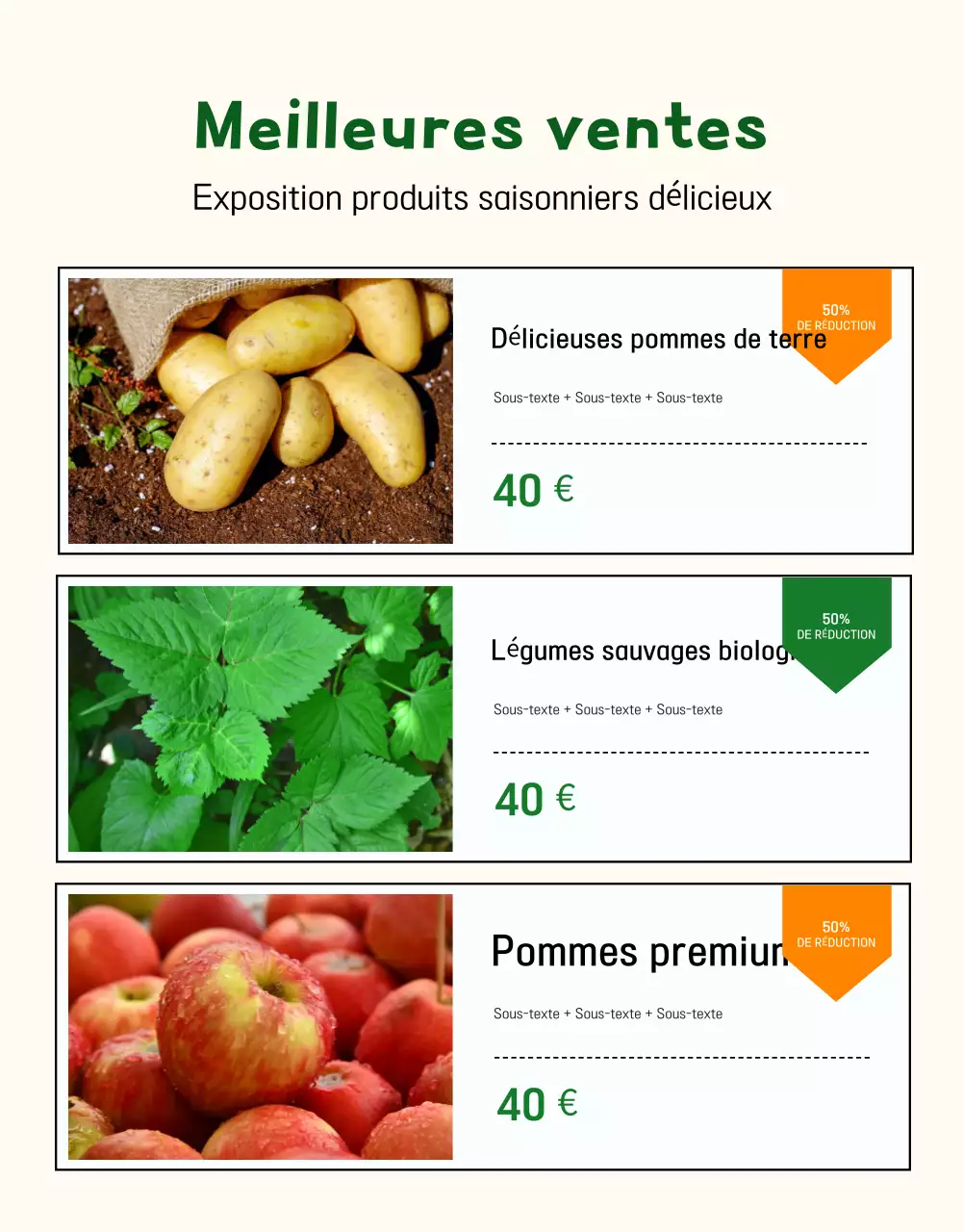 Beige Simple Produce Sale (vente de produits simples)