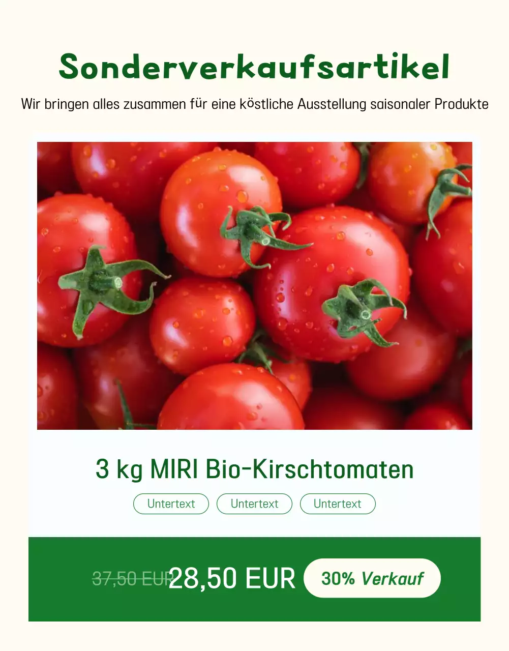 Beige Einfacher Verkauf von Obst und Gemüse