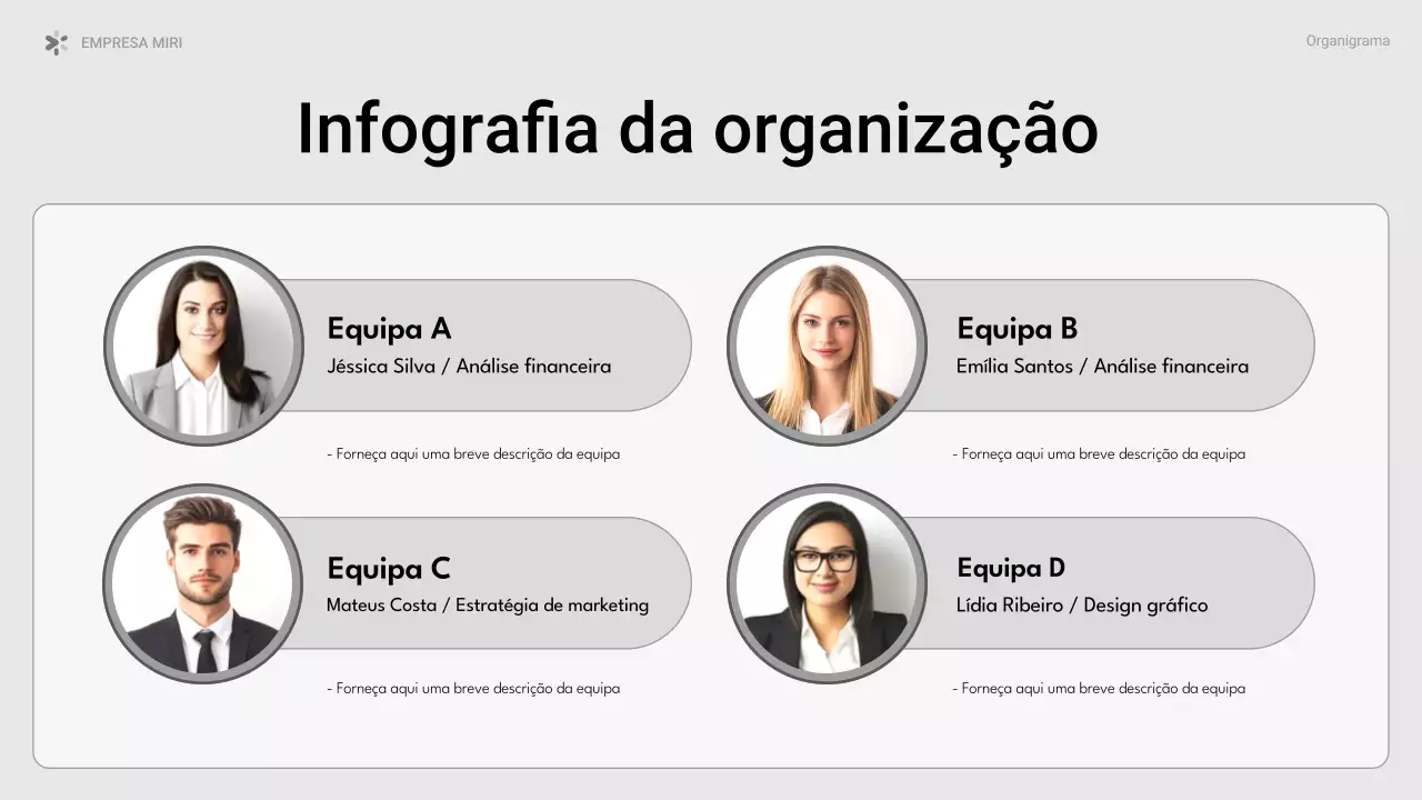 esquema de organigrama moderno cinzento