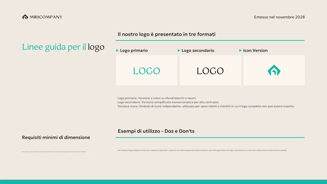 linea guida del marchio moderno menta