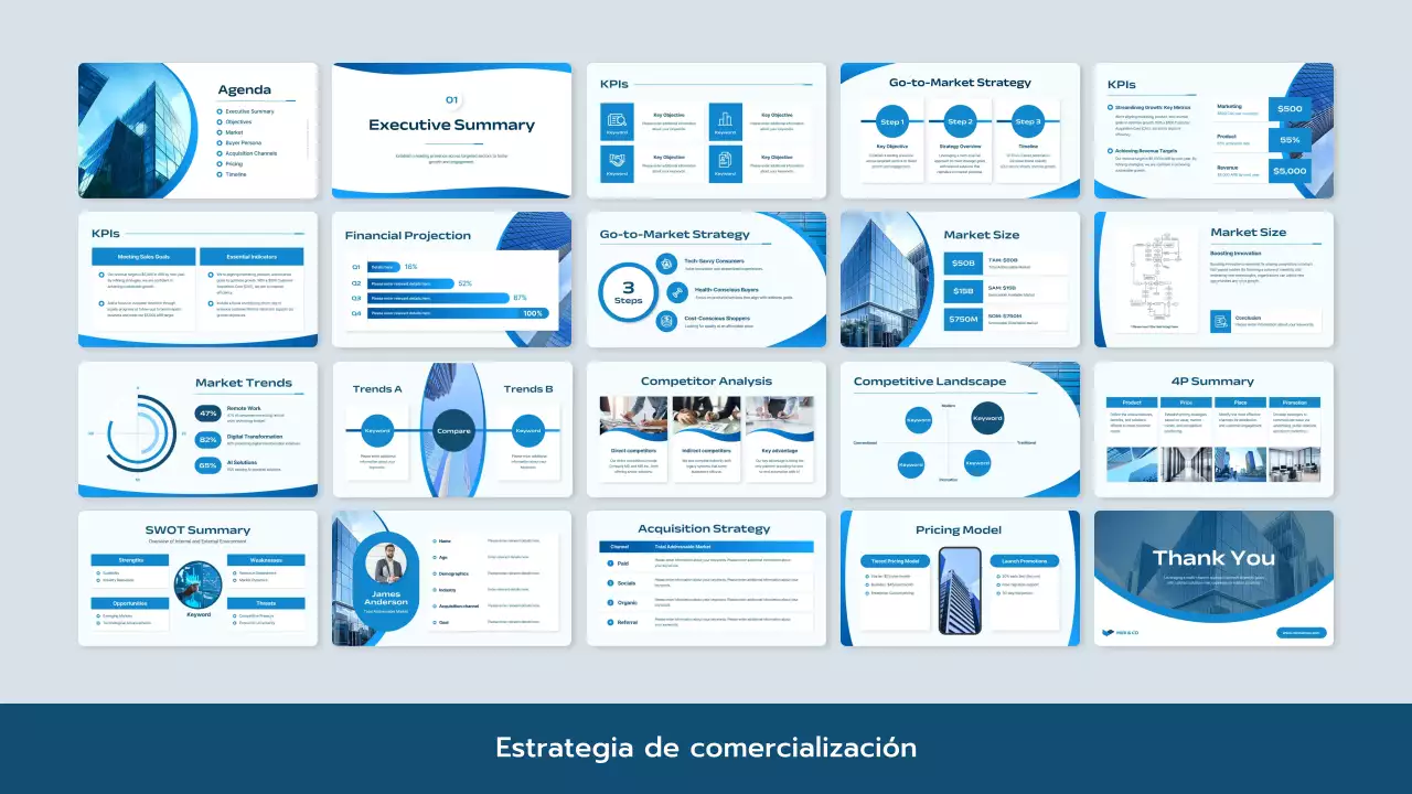 blue modern marketing strategy business plan