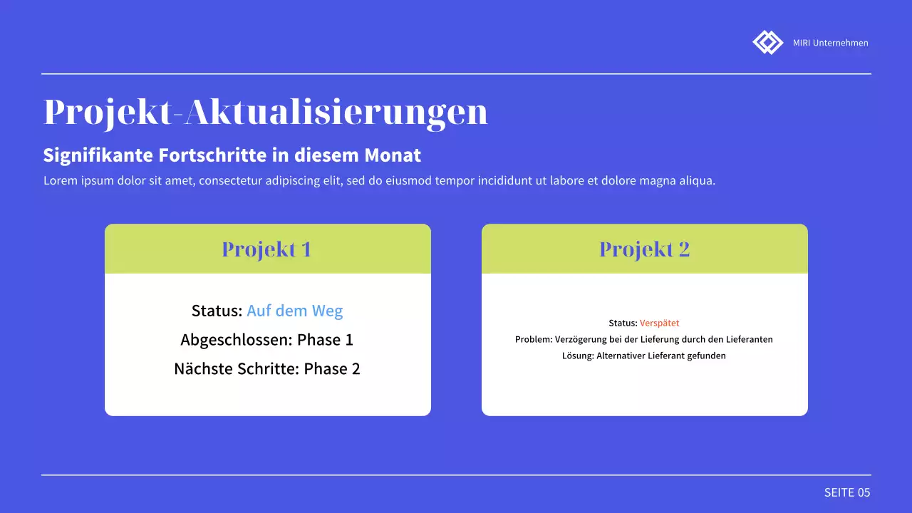 blue professional presentation review report