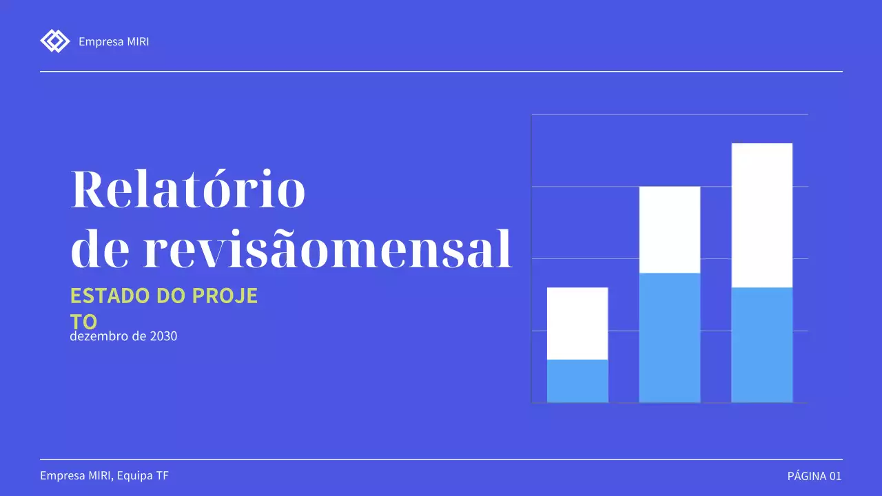 relatório de revisão da apresentação profissional azul