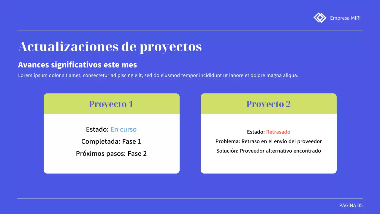 informe de revisión de la presentación profesional azul