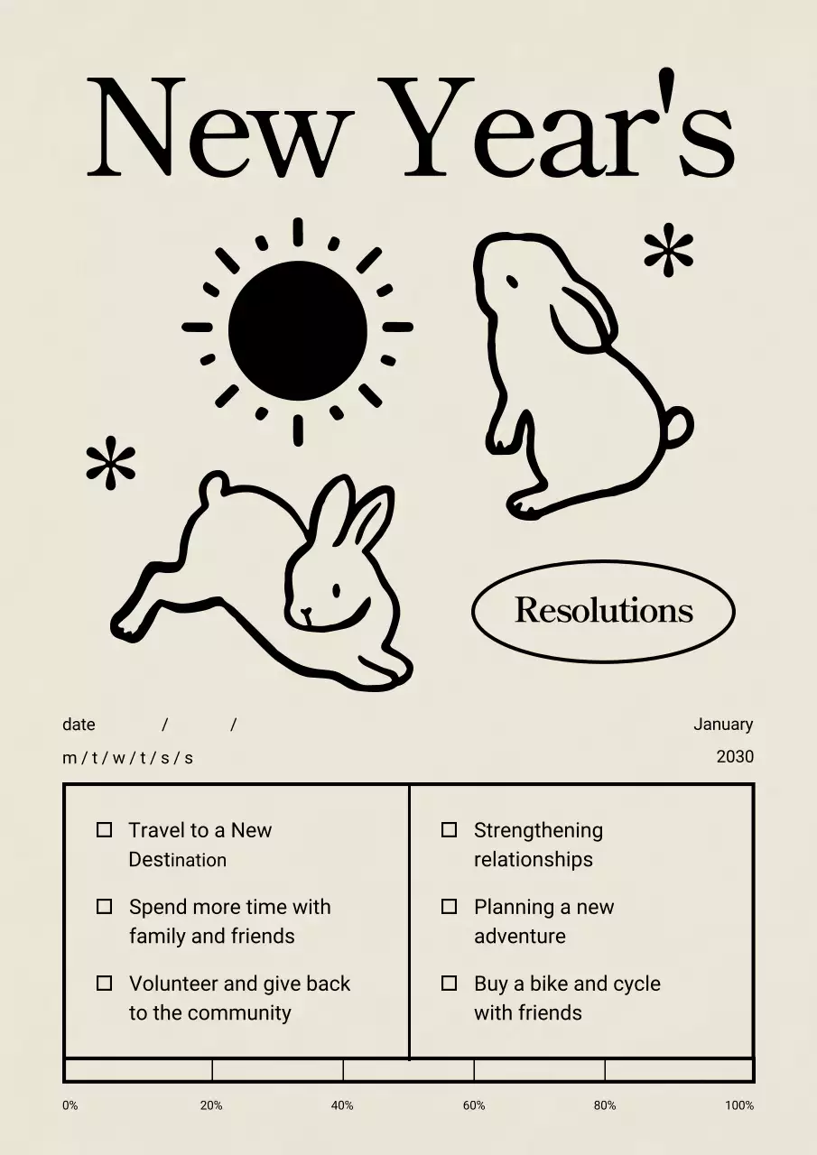 Beige Minimal New Year's Planner Poster