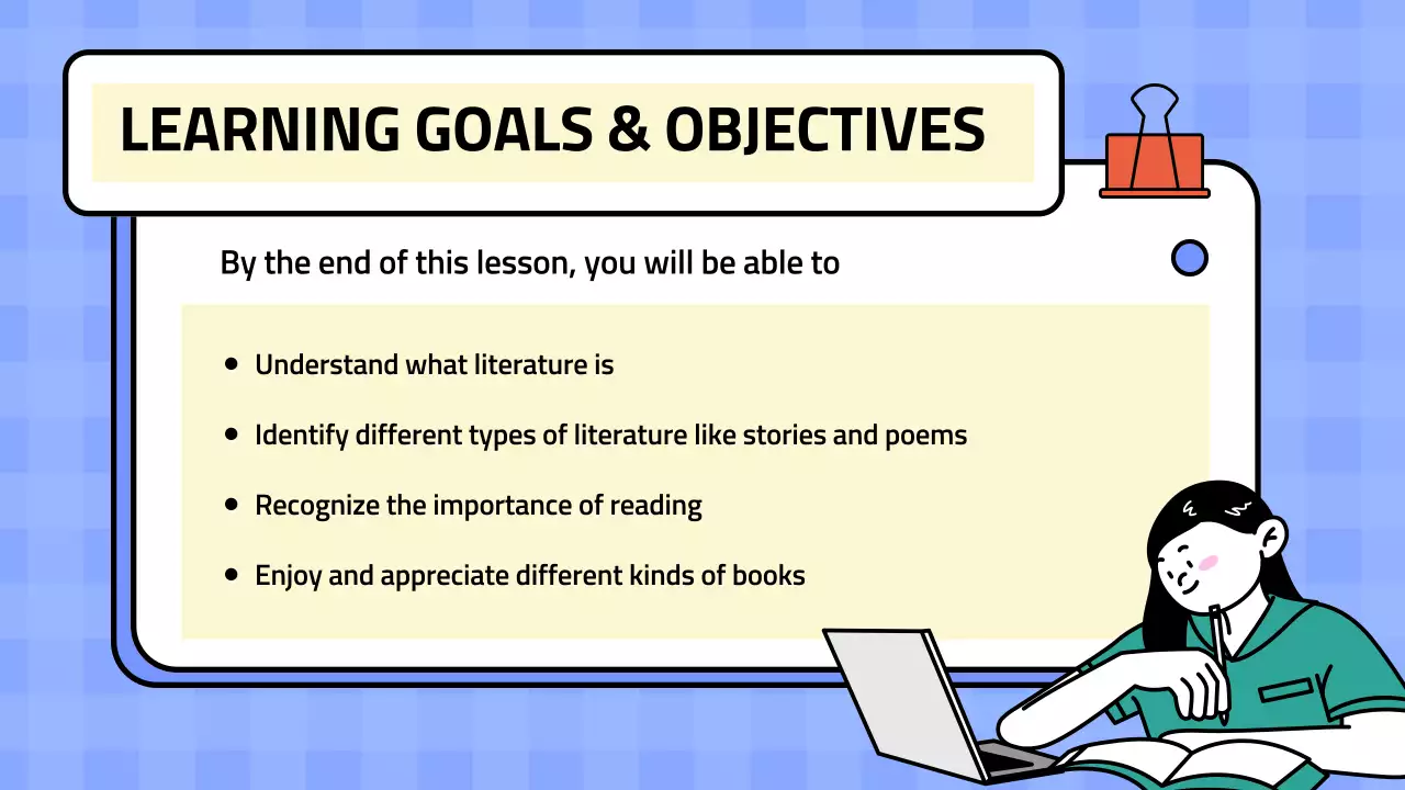 Bài thuyết trình khóa học Văn học tối giản màu xanh