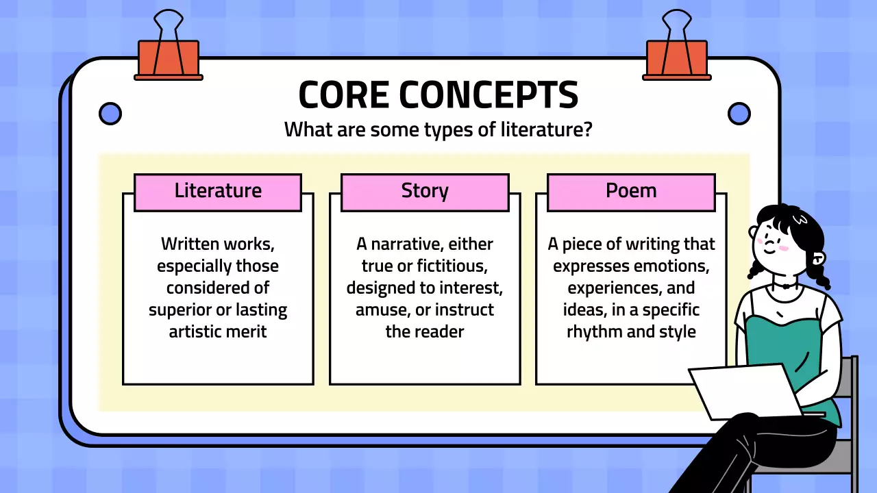 Bài thuyết trình khóa học Văn học tối giản màu xanh