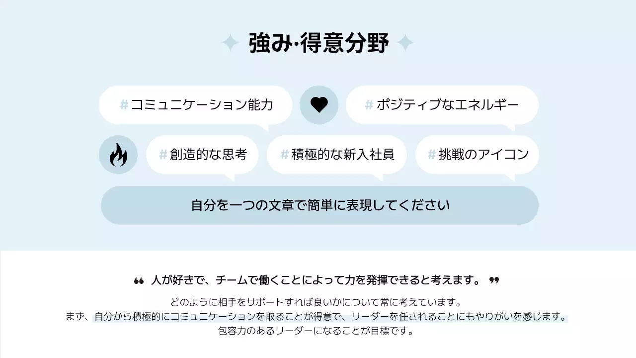 水色 シンプル ポートフォリオ プレゼンテーション