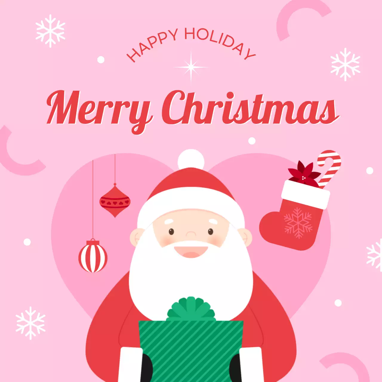 핑크 아기자기한 크리스마스 카드