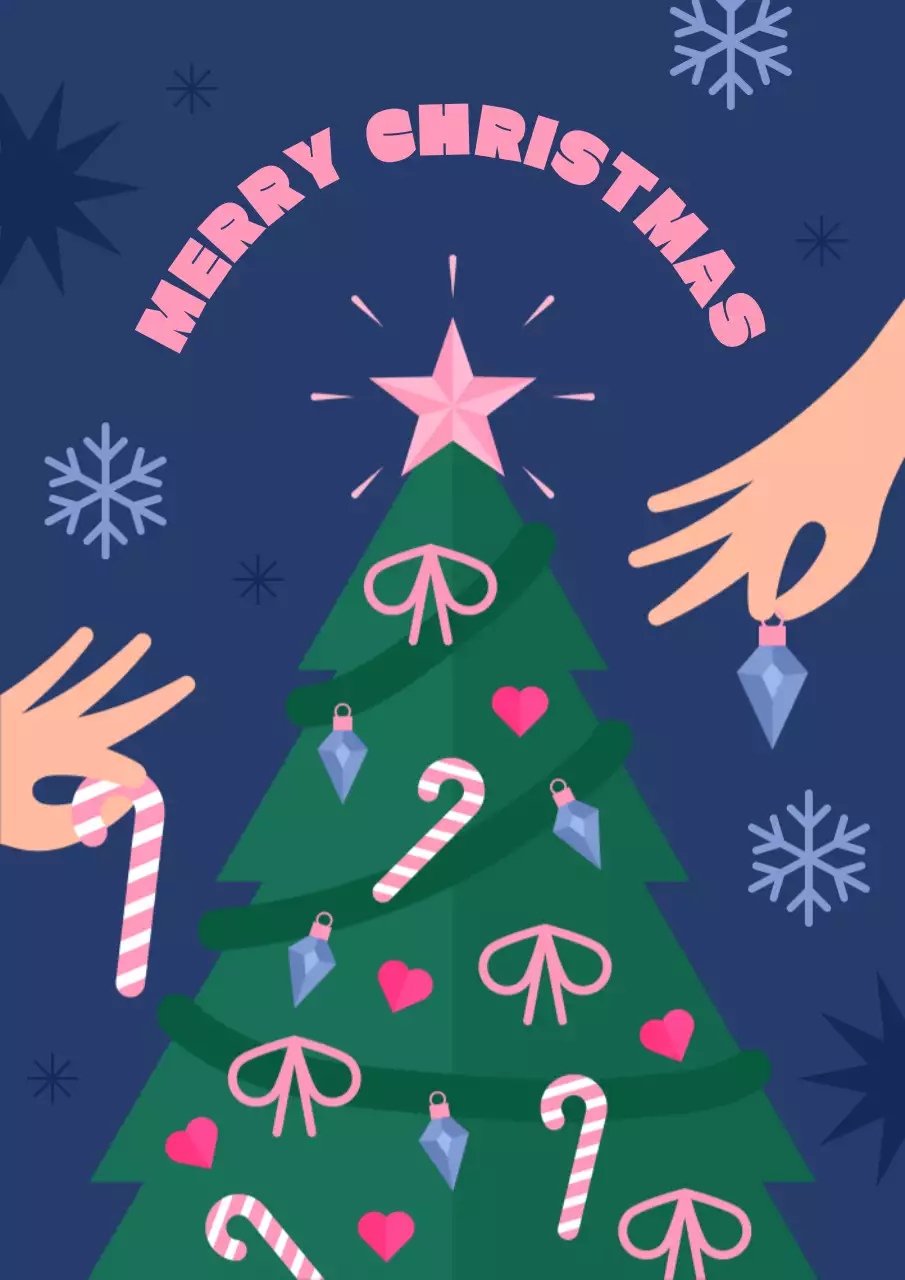 파랑 아기자기한 크리스마스 인사