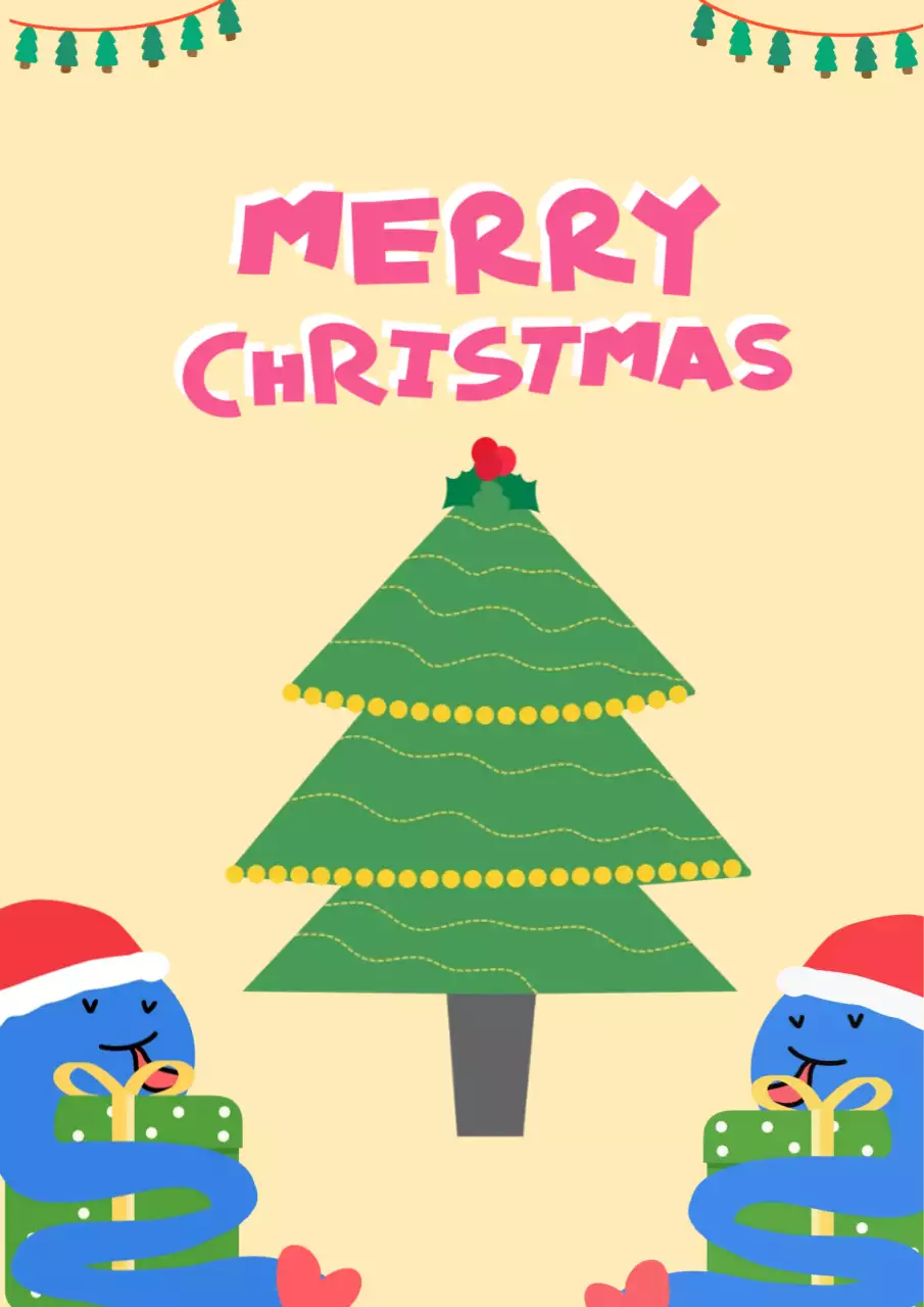 베이지 아기자기한 크리스마스 카드