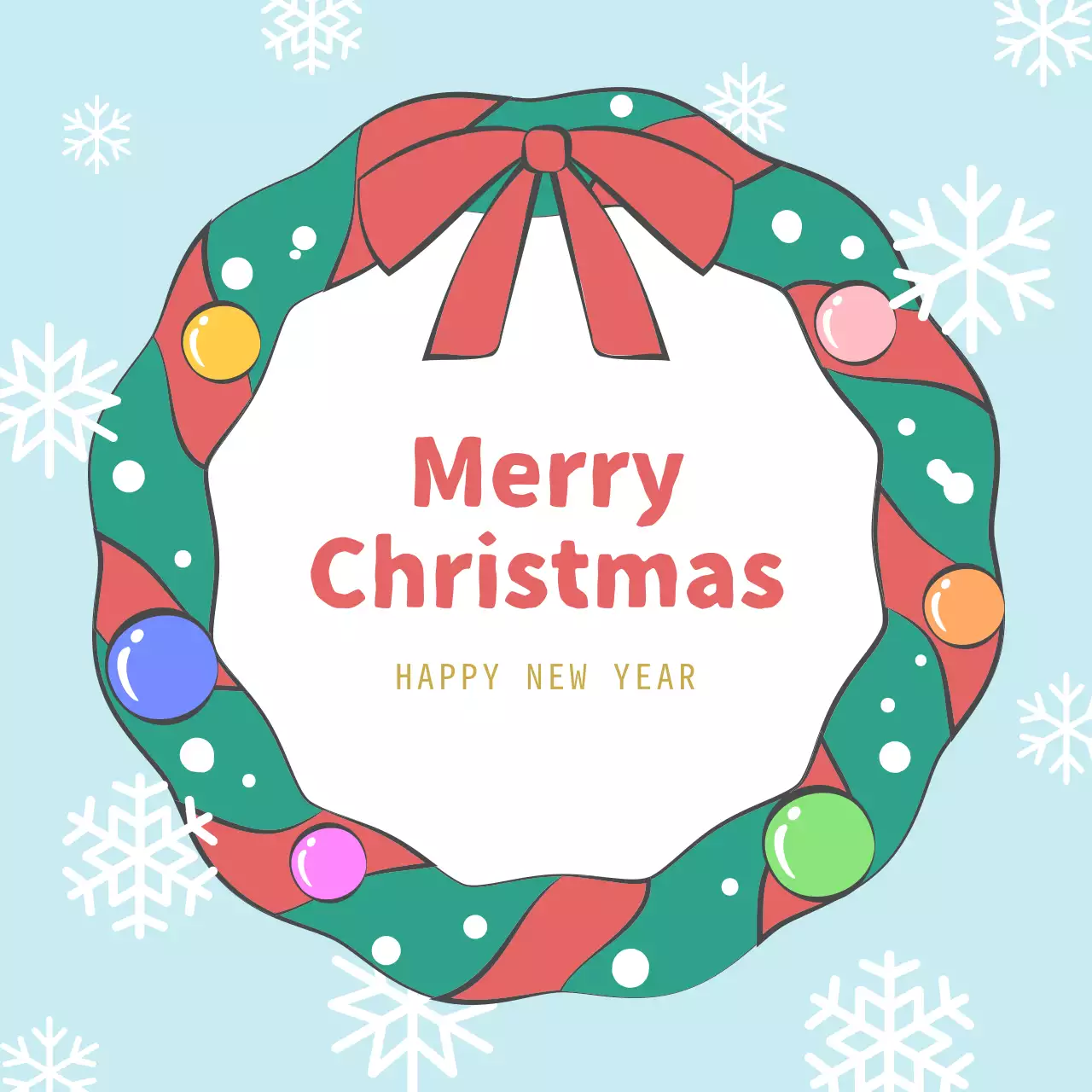 아기자기한 리스 장식의 크리스마스 인사