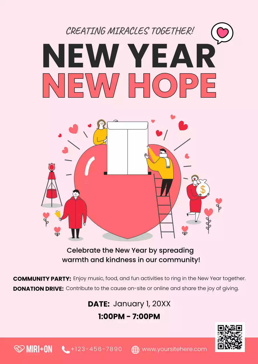 pink modern community event invitation