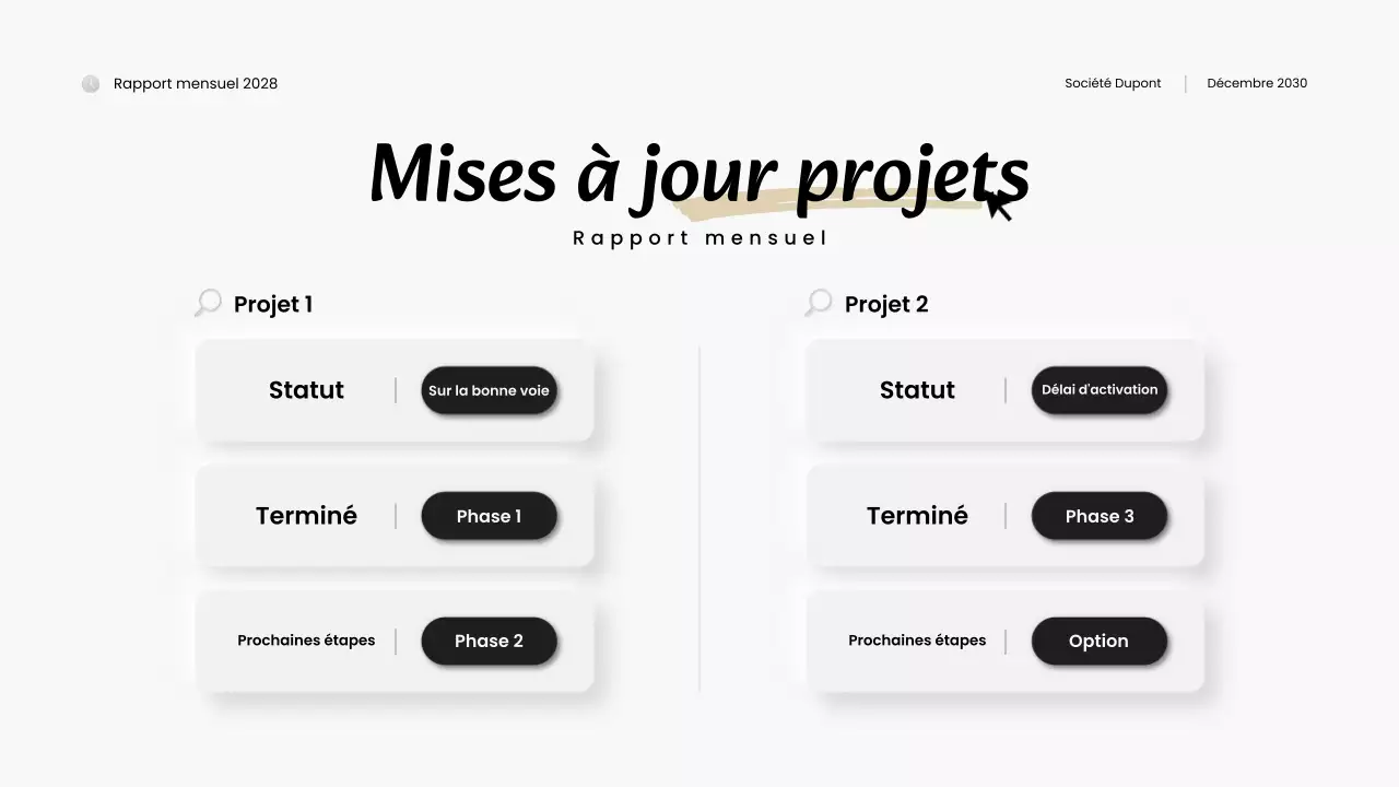 rapport mensuel moderne en noir et blanc