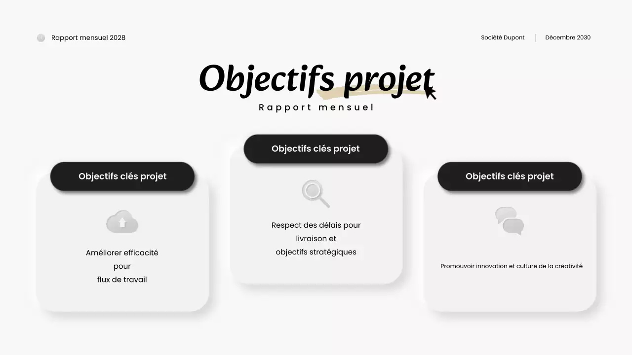 rapport mensuel moderne en noir et blanc