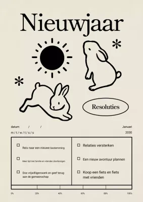 beige vintage nieuwjaarsplanner