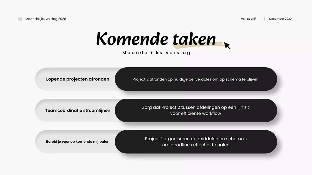 zwart-wit modern maandoverzicht