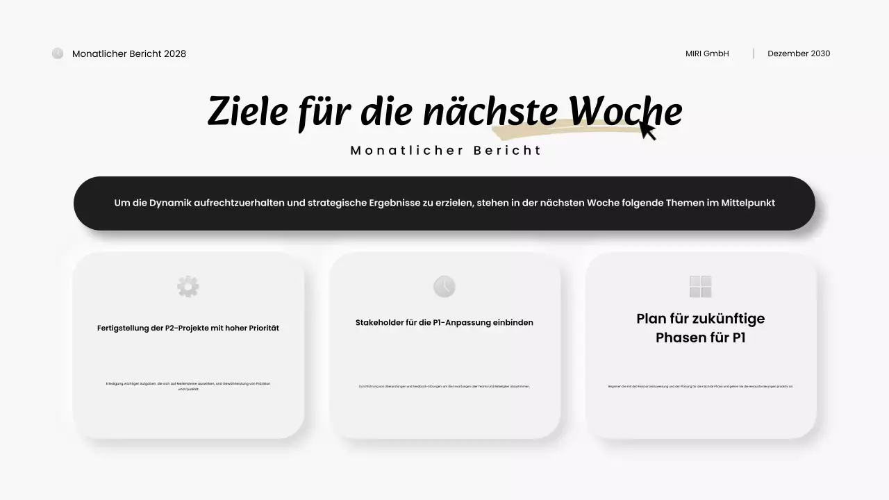 schwarz-weißer moderner Monatsbericht