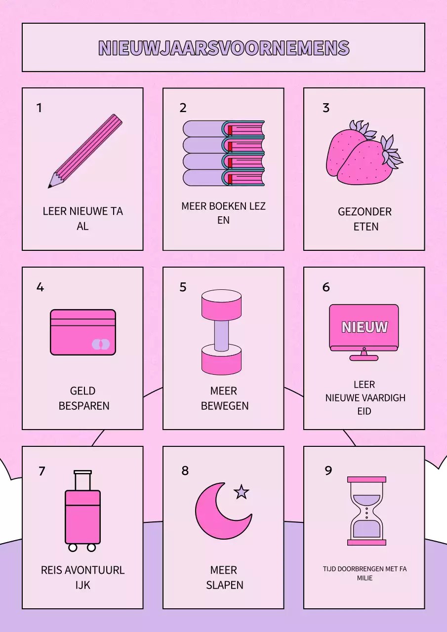 roze trendy nieuw jaar resolutie planner