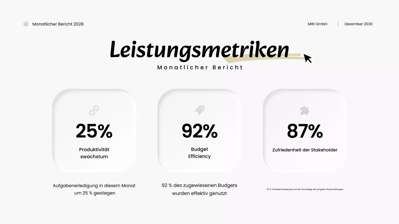 schwarz-weißer moderner Monatsbericht