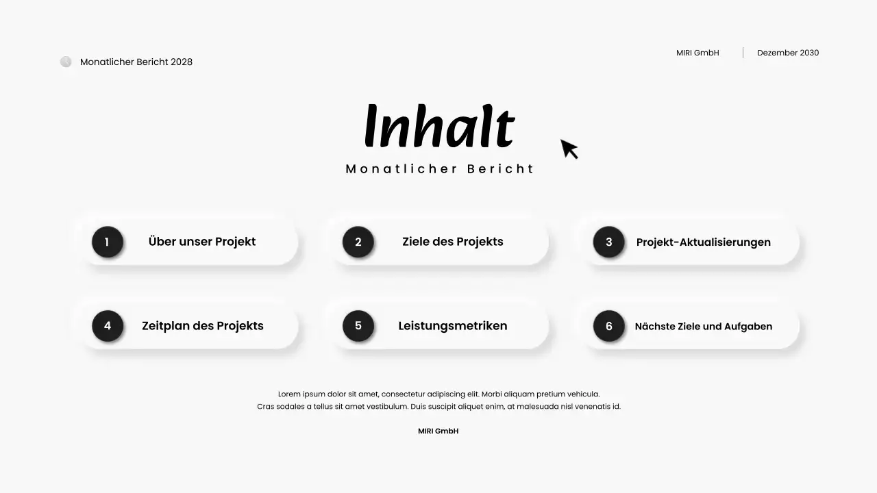 schwarz-weißer moderner Monatsbericht