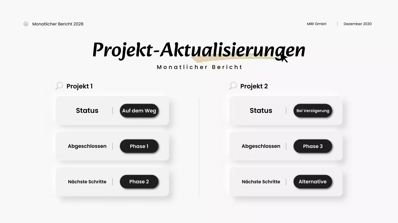 schwarz-weißer moderner Monatsbericht