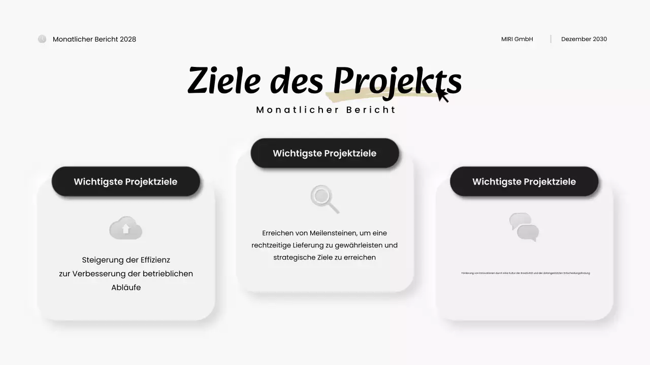 schwarz-weißer moderner Monatsbericht