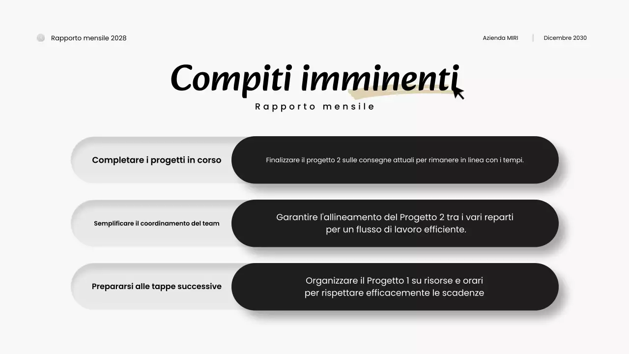 rapporto di revisione mensile moderno in bianco e nero