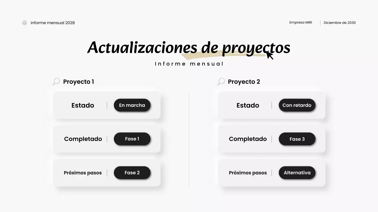 informe mensual moderno en blanco y negro