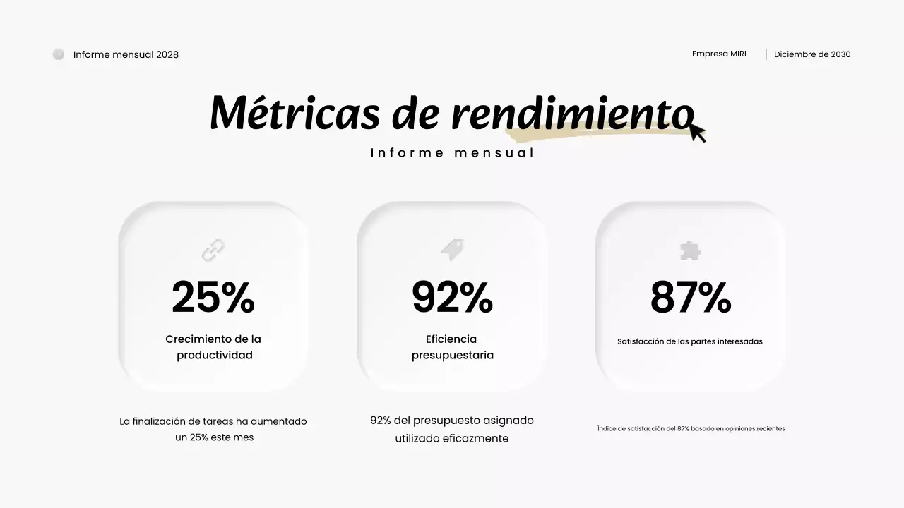 informe mensual moderno en blanco y negro