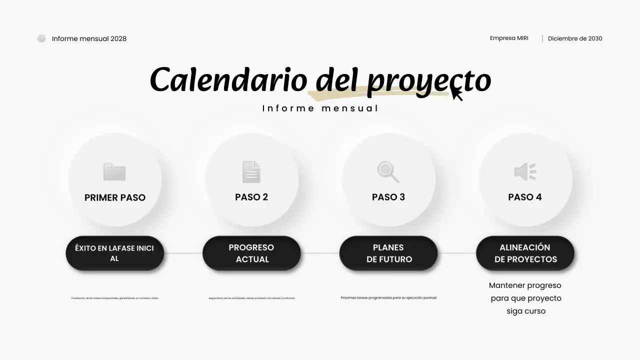 informe mensual moderno en blanco y negro