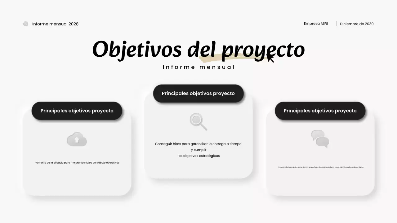 informe mensual moderno en blanco y negro